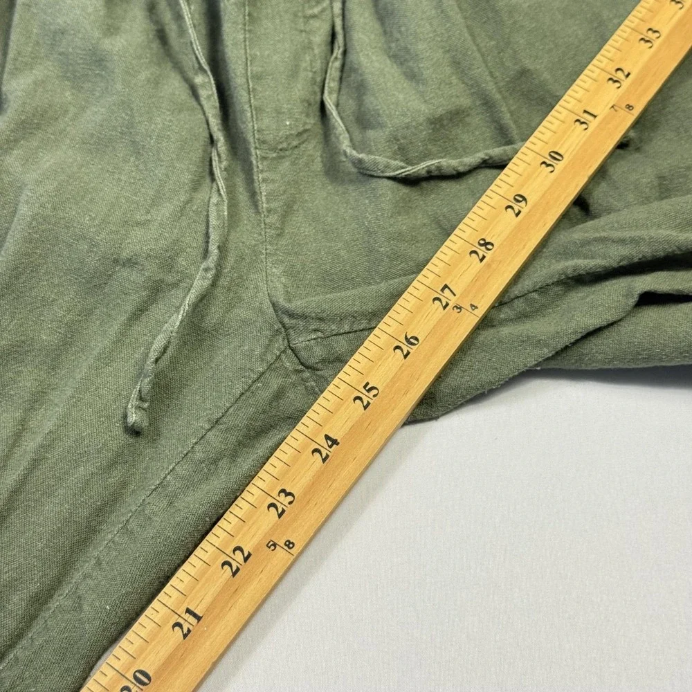Banana Republic Jogger Pants Womens XS Green Linen Cargo Elastic Waist Cuffed‎